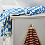Check bath towel - Aqua blue