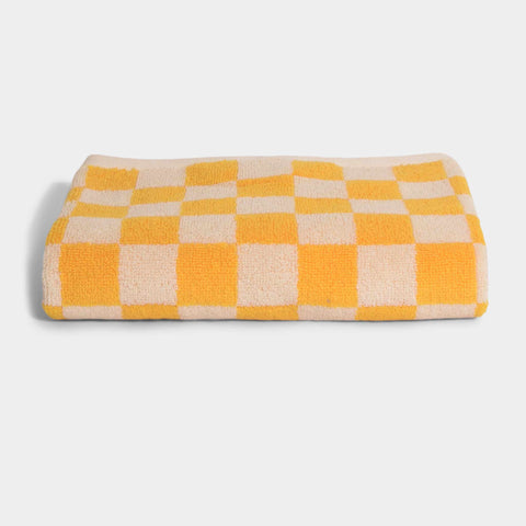 Check bath towel - Yellow