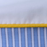 Cotton percale Bedding set - Blue stripe Yellow piping