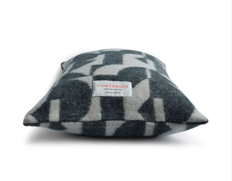 Blue and Grey Wool Cushion