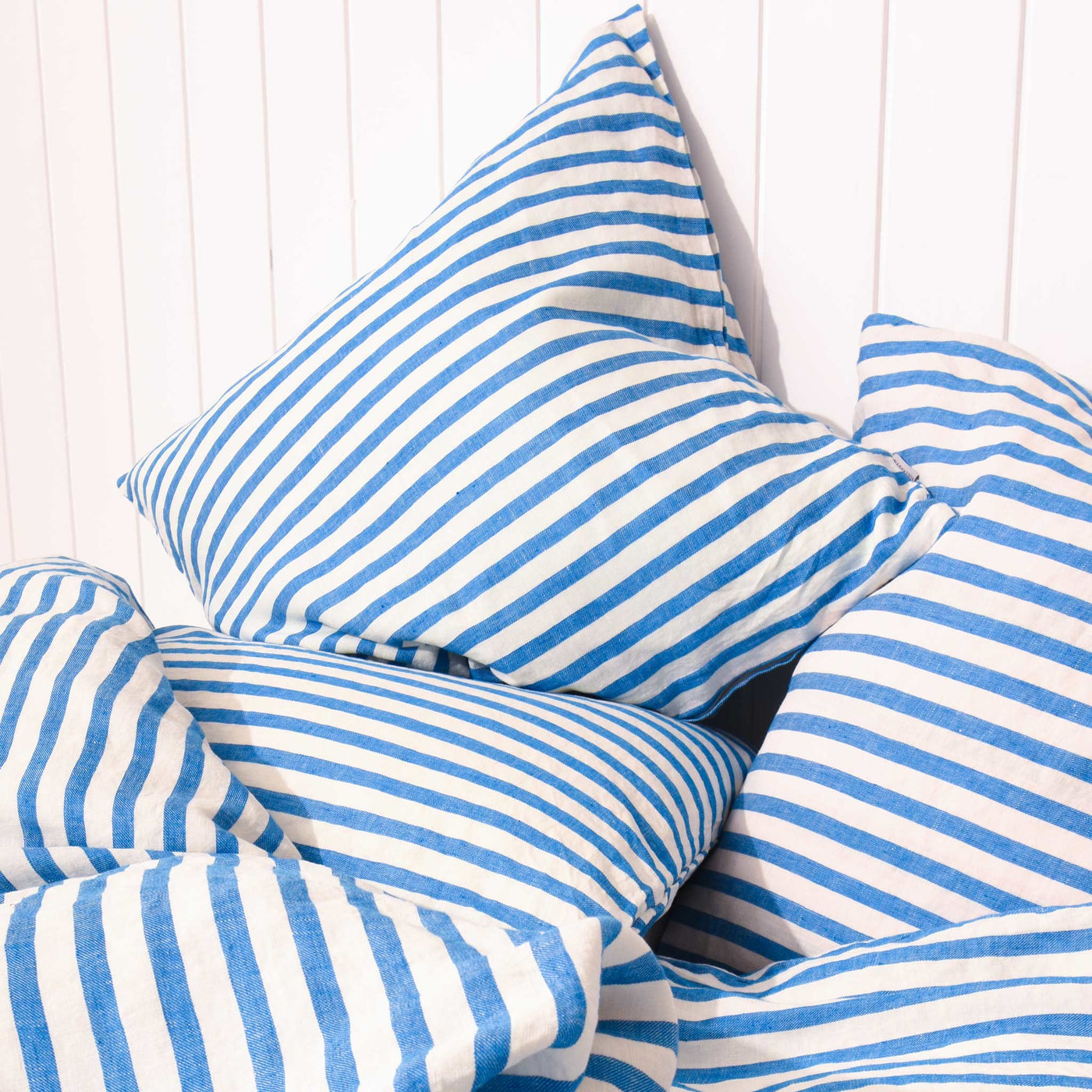 LINEN pillow case Blue stripe