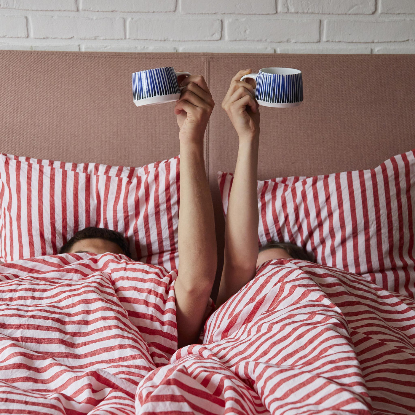 LINEN pillow case Red stripe