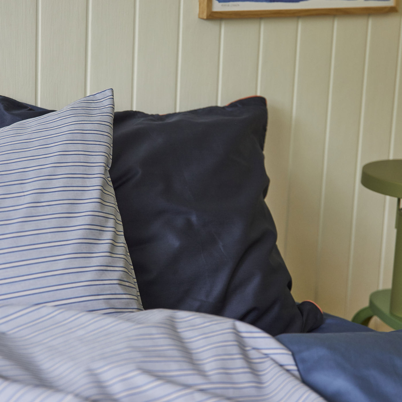 COTTON PERCALE stripe pillow case Blue shirt stripe