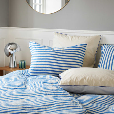 LINEN pillow case Blue stripe