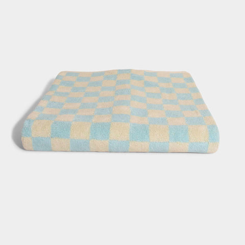 Check bath towel - Pale blue