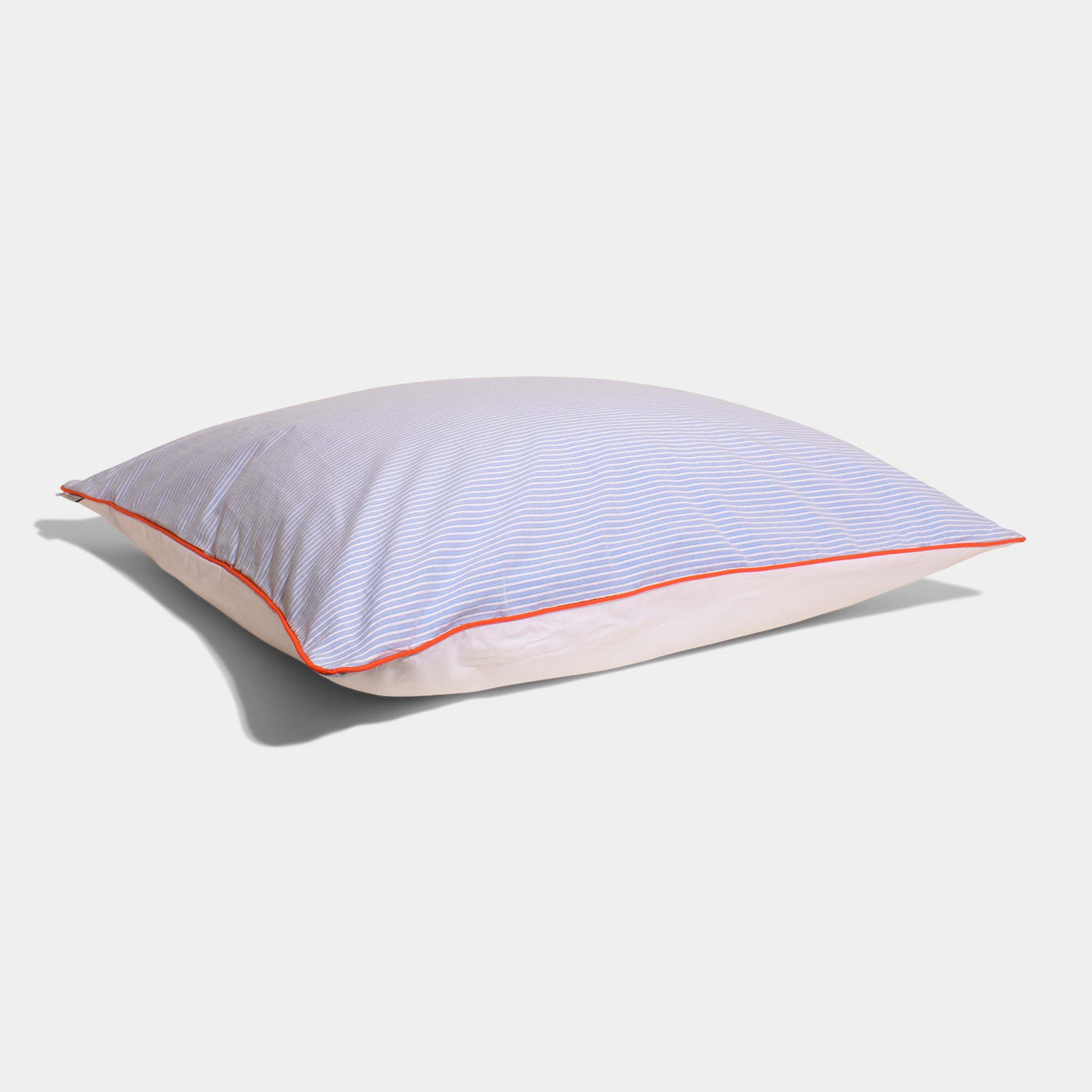 COTTON PERCALE stripe pillow case Blue stripe Orange piping