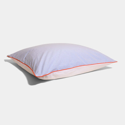 COTTON PERCALE stripe bedding Blue stripe Orange piping