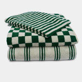 Retro stripe bath sheet - Pine green (100x150 cm)