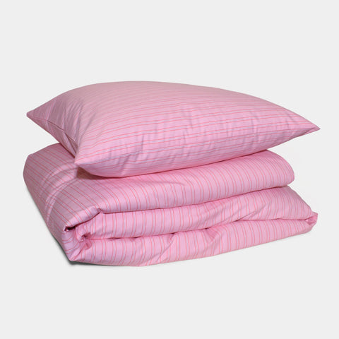 Cotton percale Bedding set- Pink shirt stripe