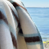 Wool Blanket - Light blue & cream stripe