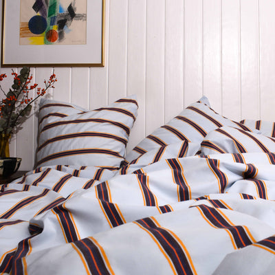 COTTON PERCALE stripe bedding Blue dobby stripe