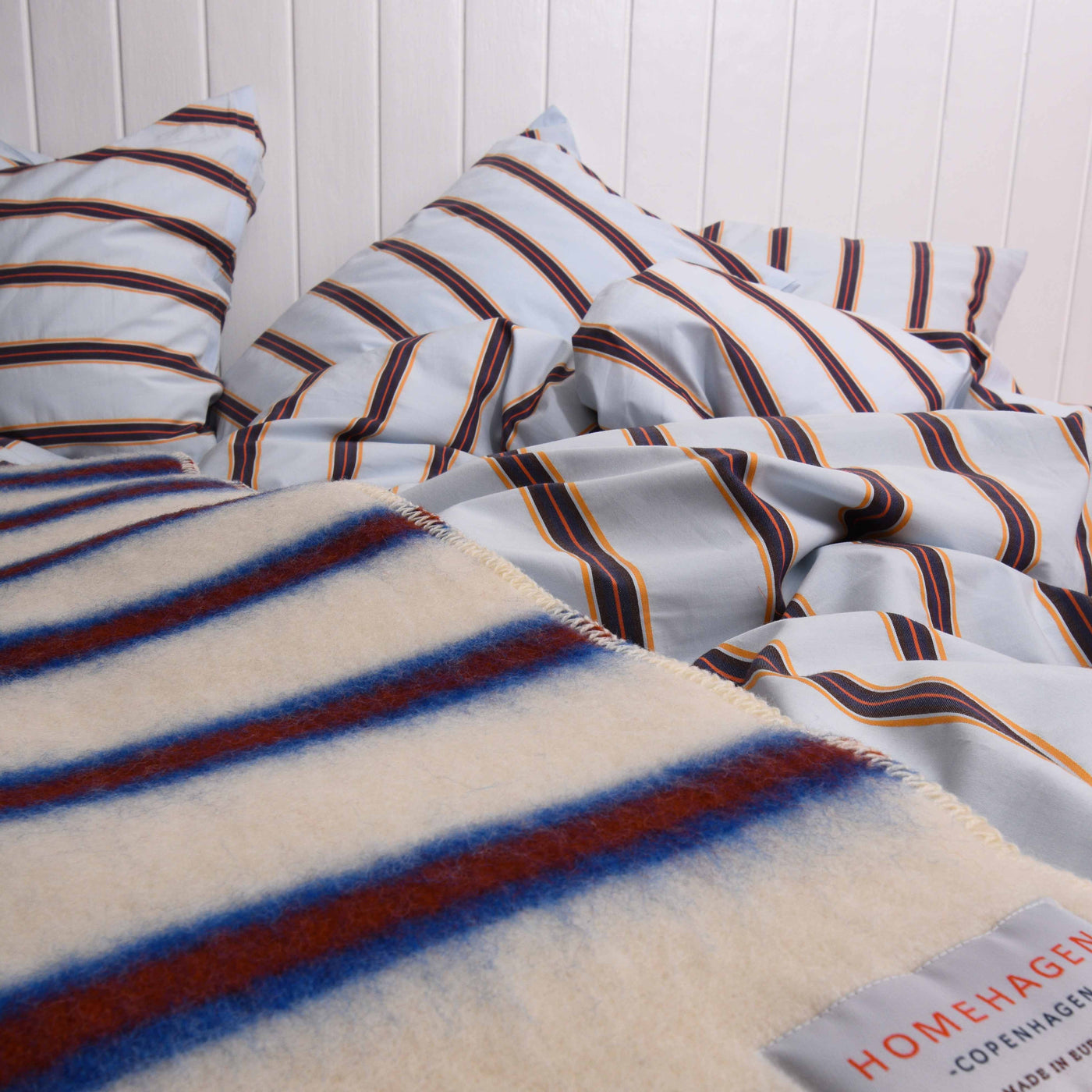COTTON PERCALE stripe bedding Blue dobby stripe