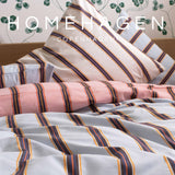 Cotton percale Bedding set- Blue dobby stripe