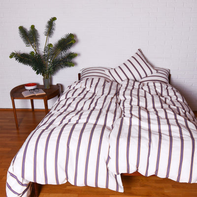 COTTON PERCALE stripe bedding Cream dobby stripe