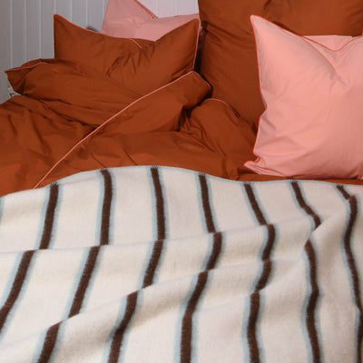 WOOL Blanket Light blue & cream stripe