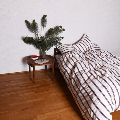 COTTON PERCALE stripe bedding Cream dobby stripe