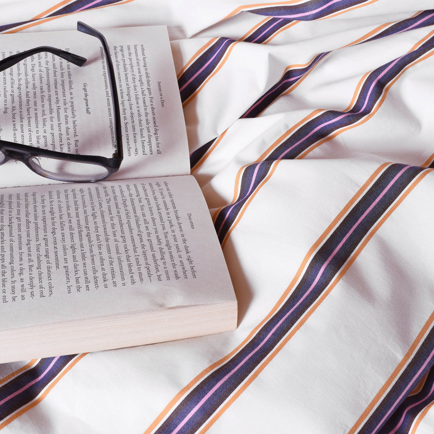 COTTON PERCALE stripe bedding Cream dobby stripe