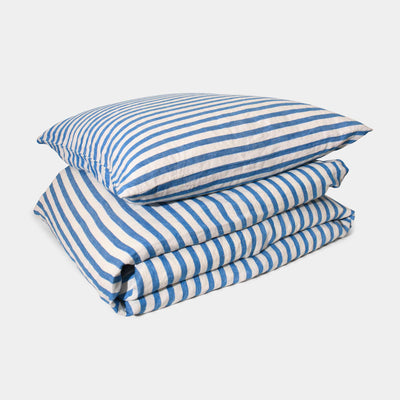 LINEN bedding Blue stripe