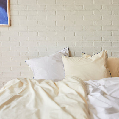 COTTON PERCALE pillow case Cream and White
