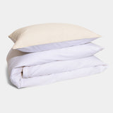 Cotton percale bedding set- Cream & white