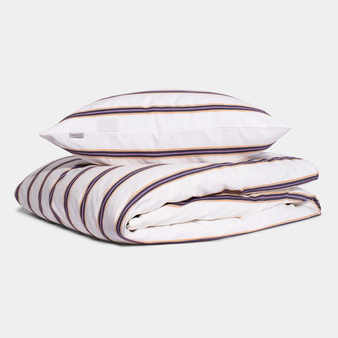 Cotton percale Bedding set- Cream dobby stripe