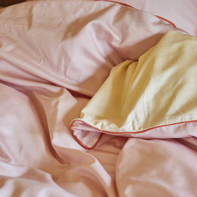 COTTON SATEEN pillow case Light pink & cream