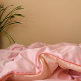 Cotton sateen pillowcase - Light pink & cream