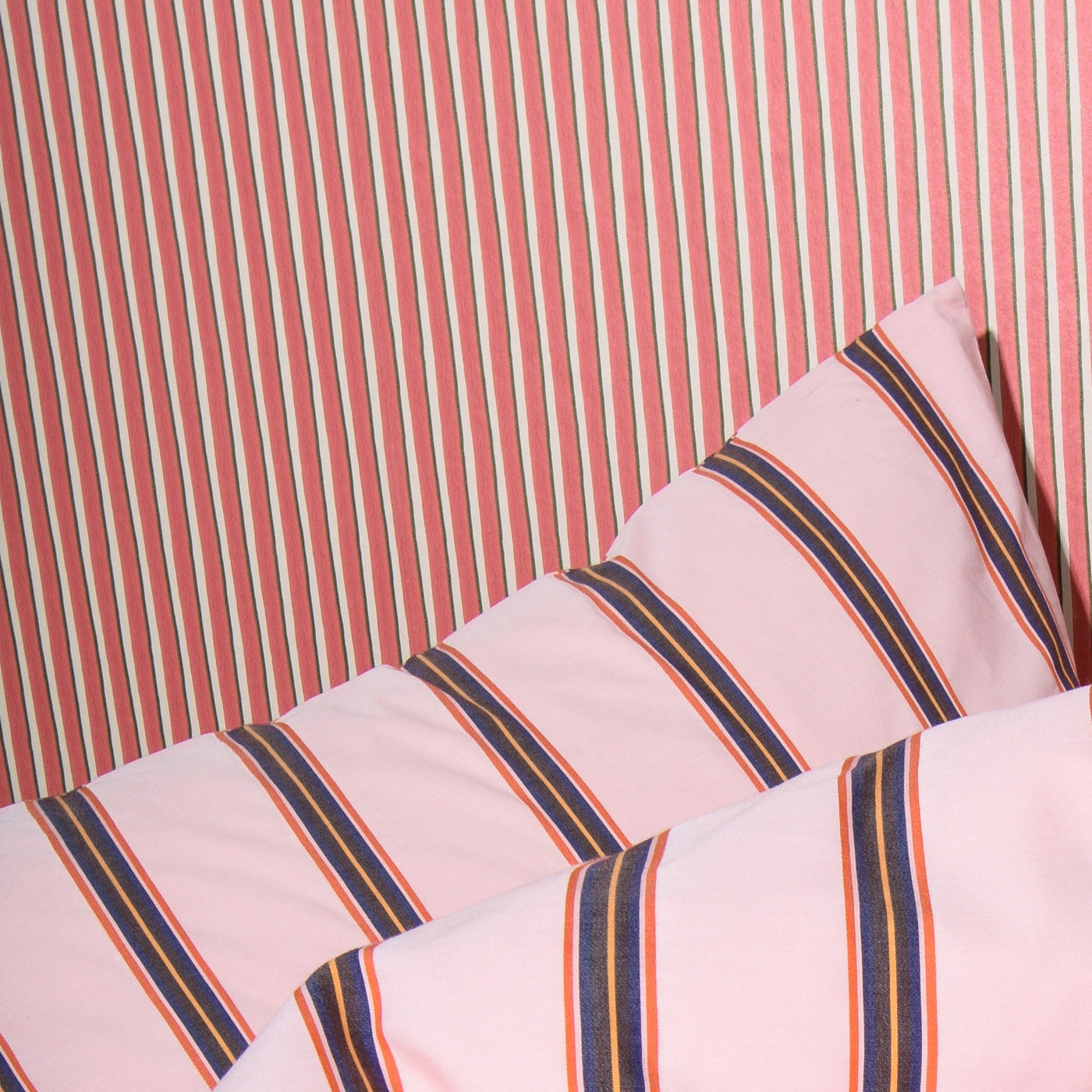 COTTON PERCALE stripe pillow case Pink dobby stripe